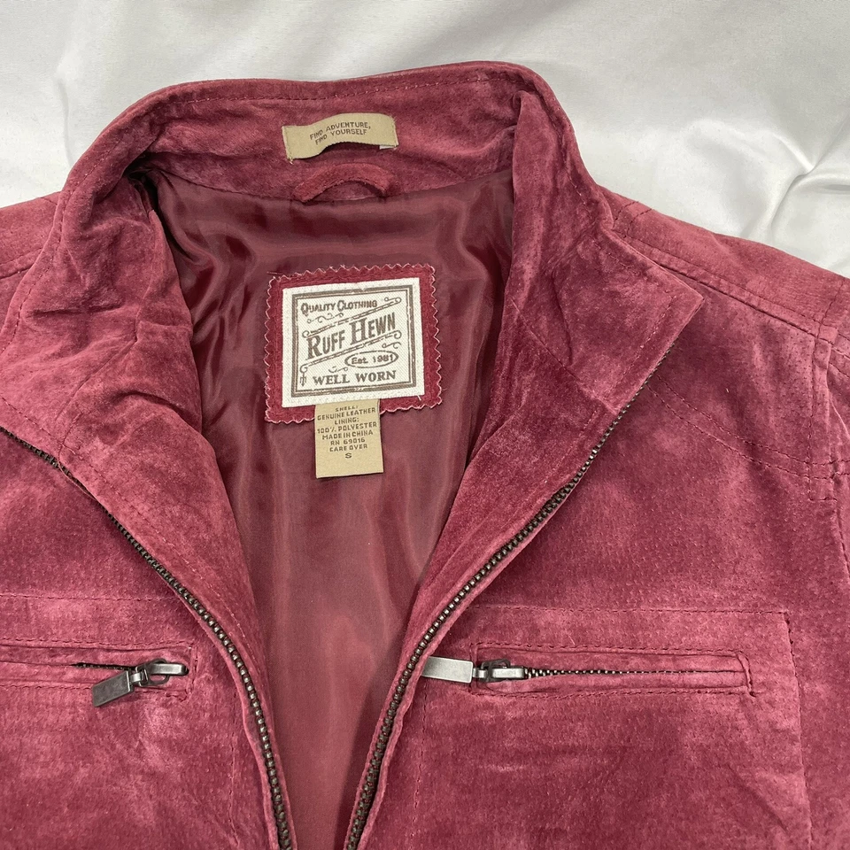 Ruff Hewn Leather Jacket Genuine Suede Leather Red Lightweight Women's Sz. S - Image 4 of 4