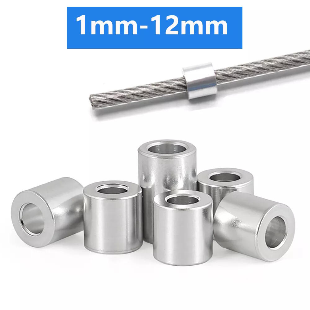 Round Aluminium Crimp End Stops Ferrules For 1mm-12mm Stainless