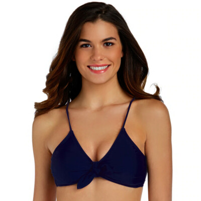 NEW Breaking Waves XXL Navy Blue Tie Knotted Front Bow Bikini Top Beach Resort