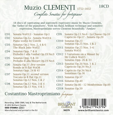 クラシック CLEMENTI COMPLETE SONATAS FOR FORTEPIANO Muzio Clementi: 