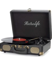 Retrolife Vinyl Record Player Turntable Bluetooth 3-Speed Portable Suitcase