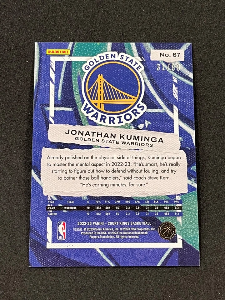 2022-23 Panini Court Kings Basketball Jonathan Kuminga Pink 31/99 #67 - Image 2 of 2