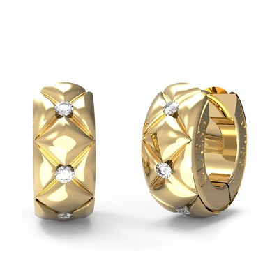 GUESS Schmuck Ohrringe Creolen Matelasse Mini Huggies Goldfarben JUBE04590JWYGT-