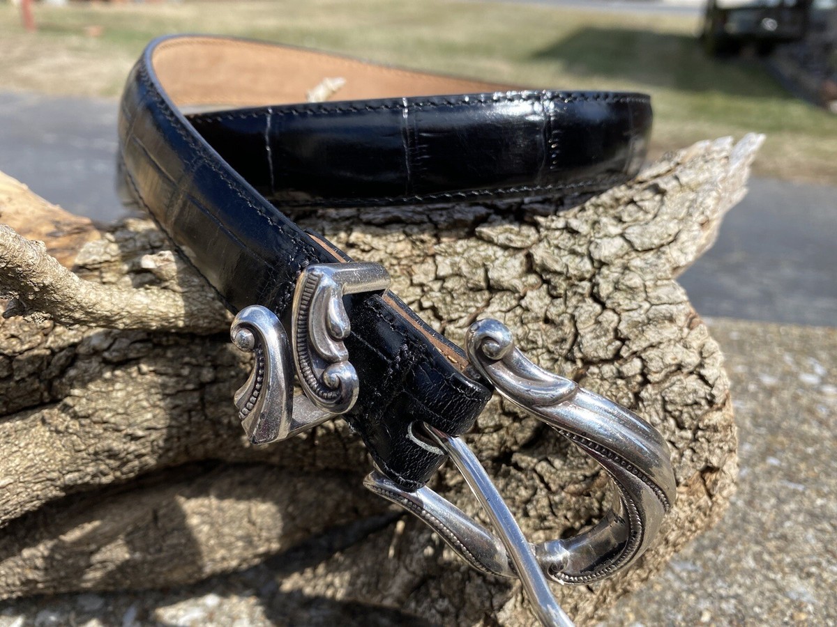 Brighton Western Silver Buckle Leather Belt – Size M (Style 38503) BRIGHTON Belt Small Dark Cholocate Brown Leather Ornate  main image 2