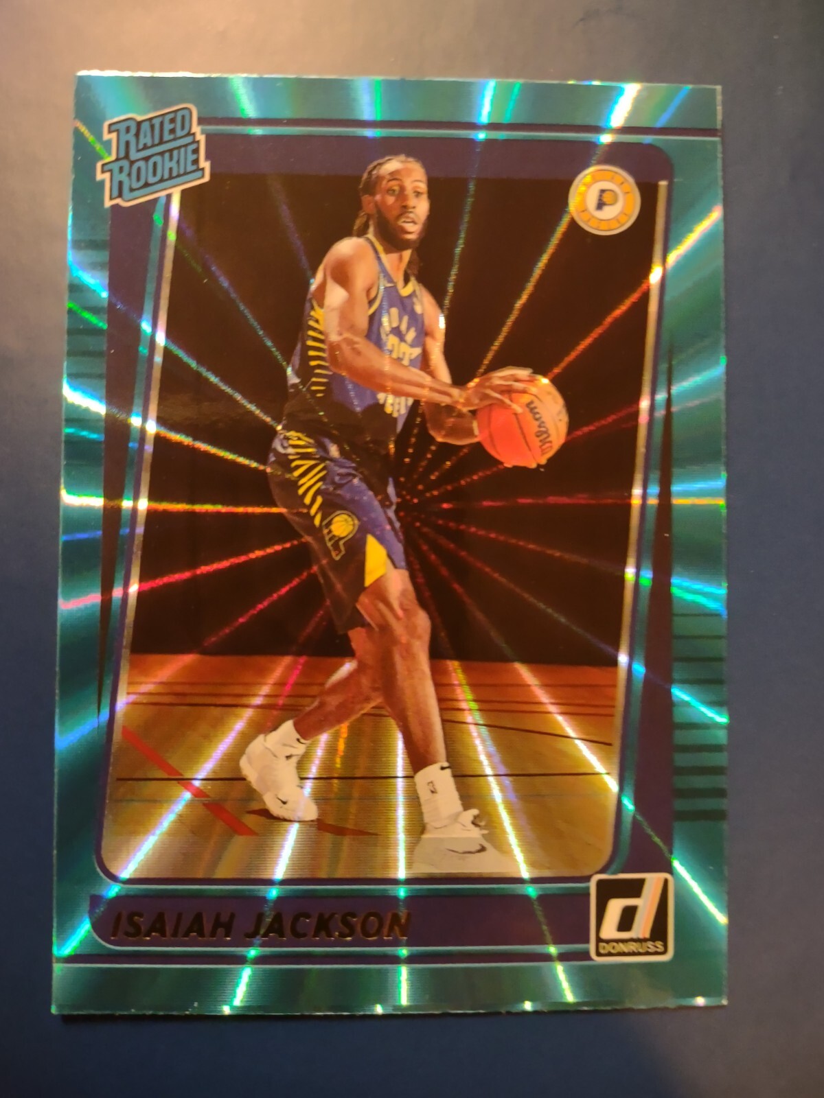 2021-22 Donruss #217 Isaiah Jackson Holo Teal Laser Rated Rookie Indiana pacers
