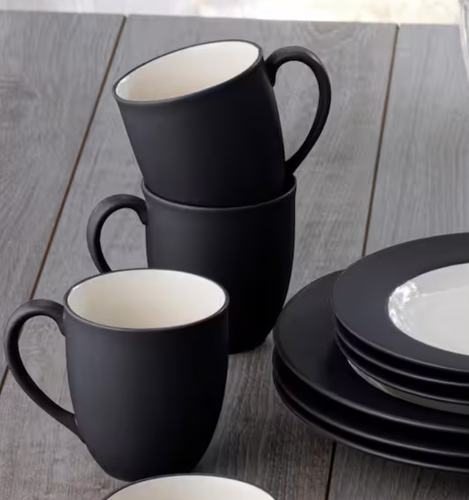 NORITAKE COLORWAVE GRAPHITE COFFEE MUG 12 OZ MATTE BLACK STONEWARE 8034 NEW - Picture 4 of 5