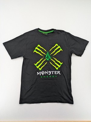 Monster Energy Volcom Herren T-Shirt Schwarz Grafik Logo Collab Promo XL Party