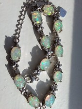 Lab Created White Fire Stone Opal Bracelet