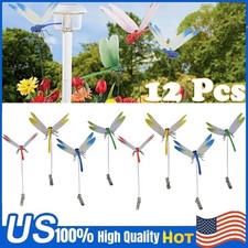 12PCS Fake Dragonfly Clip Waterproof Outdoor 3D Dragonfly Garden Decorative CW