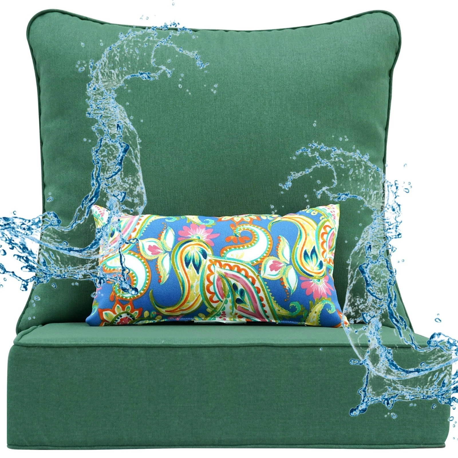 Outdoor Deep Seat Cushion Set 24"x24", Rain-Proof, Fade Resistant, Removable Cov