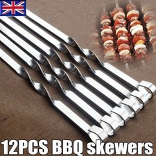 12PCS Long Metal BBQ Skewers - Durable Steel Flat Kebab Grills for Barbecues