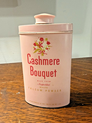 Vintage Cashmere Bouquet Talcum Powder Pink Rose Tin Colgate Palmolive USA