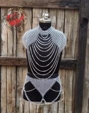 medieval aluminum chainmail fantasy bra skirt neck jewelery cosplay event