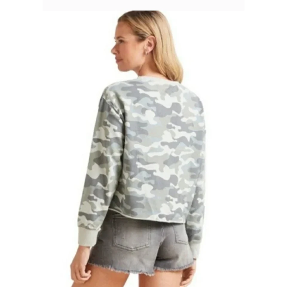 Suéter Spiritual Gangster Mujer Pequeño Mazzy Camuflado Sudadera Cuello Redondo Dobladillo Crudo Foto 4 de 4