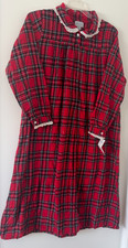Lanz of Salzburg Red Tartan Plaid Flannel Nightgown Lace Trim Size M NWT 68
