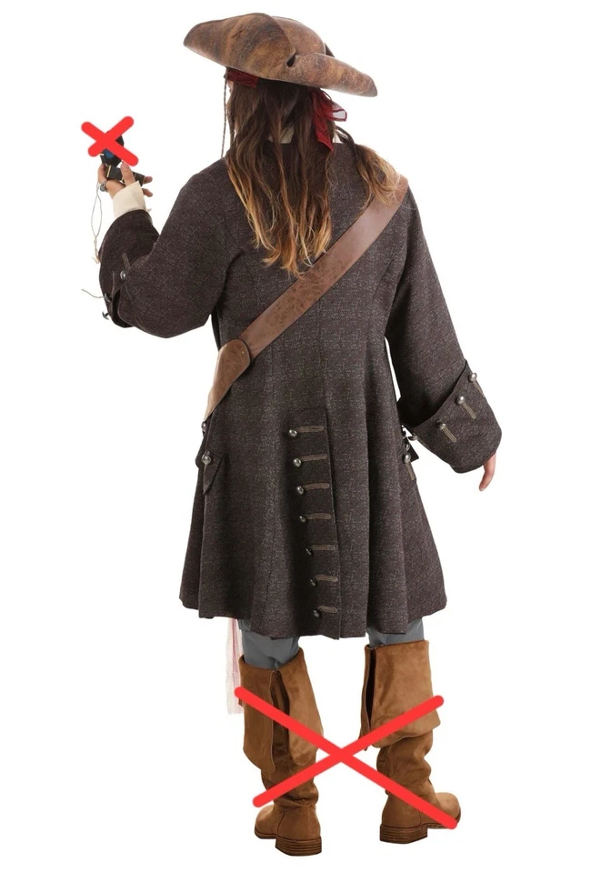 Fantasia cosplay Jack Sparrow piratas do Caribe para adultos - Imagem 3 de 4
