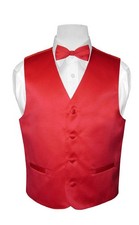 BOY'S Dress Vest BOW TIE Solid RED Color BowTie Set for Suit Tuxedo Boys Size