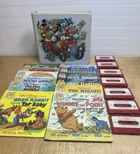 Walt Disney Take-A-Tape-Along 📚 12 Books + 7 Cassette Lot 1970’s Vintage