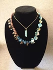 Vintage & Modern  Turquoise Gold And Shells Costume Jewelry Lot Of 7  Pieces