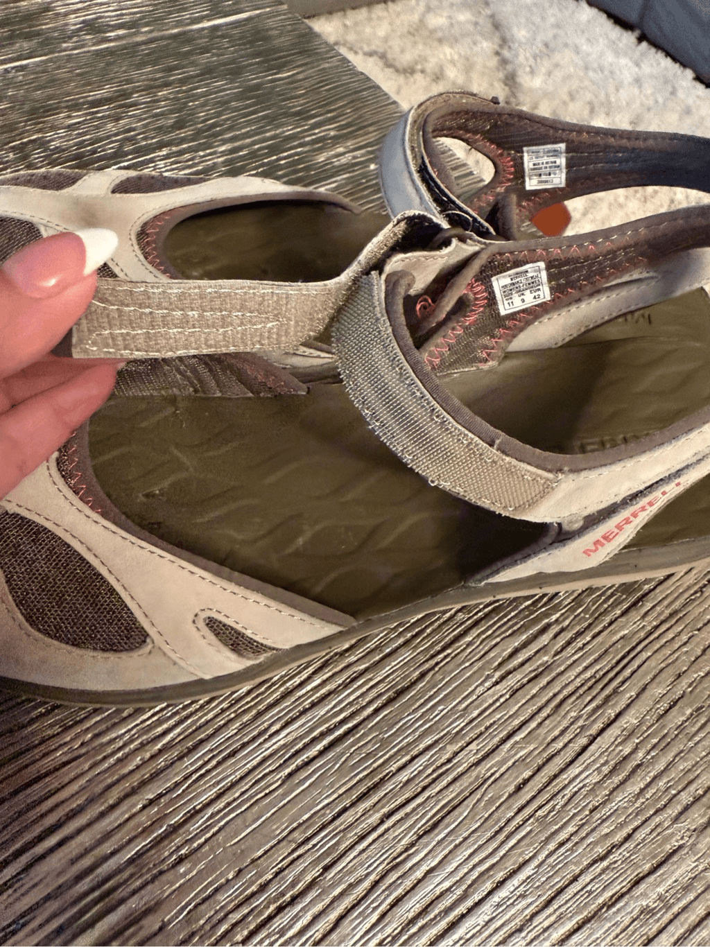 Scarpe Merrell Siren Wrap Q2 alluminio grigio Mary Jane cinturino alla caviglia taglia 10 usate in ottime condizioni