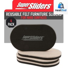 3-1/2" x 6" Small Oval Reusable Felt Furniture Sliders for Hard Surfaces, Ant...