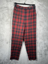Vintage Pendleton 100 Wool Plaid Pants Trousers Red Women's 28x29 USA Made