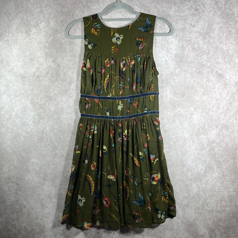 Abercrombie & Fitch Dress Womens Medium Green Floral Babydoll Boho Festival - Image 4 of 4