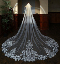Handmade Lace Appliqu  137   Royal Length Light Ivory Wedding Veil