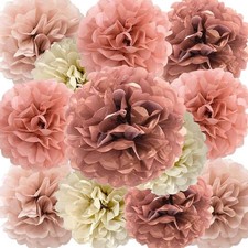 Hochzeit Deko 12 St&uuml;ck papier Pompons Set,Blush Rosa Ros&eacute;gold Pom Poms Papier...