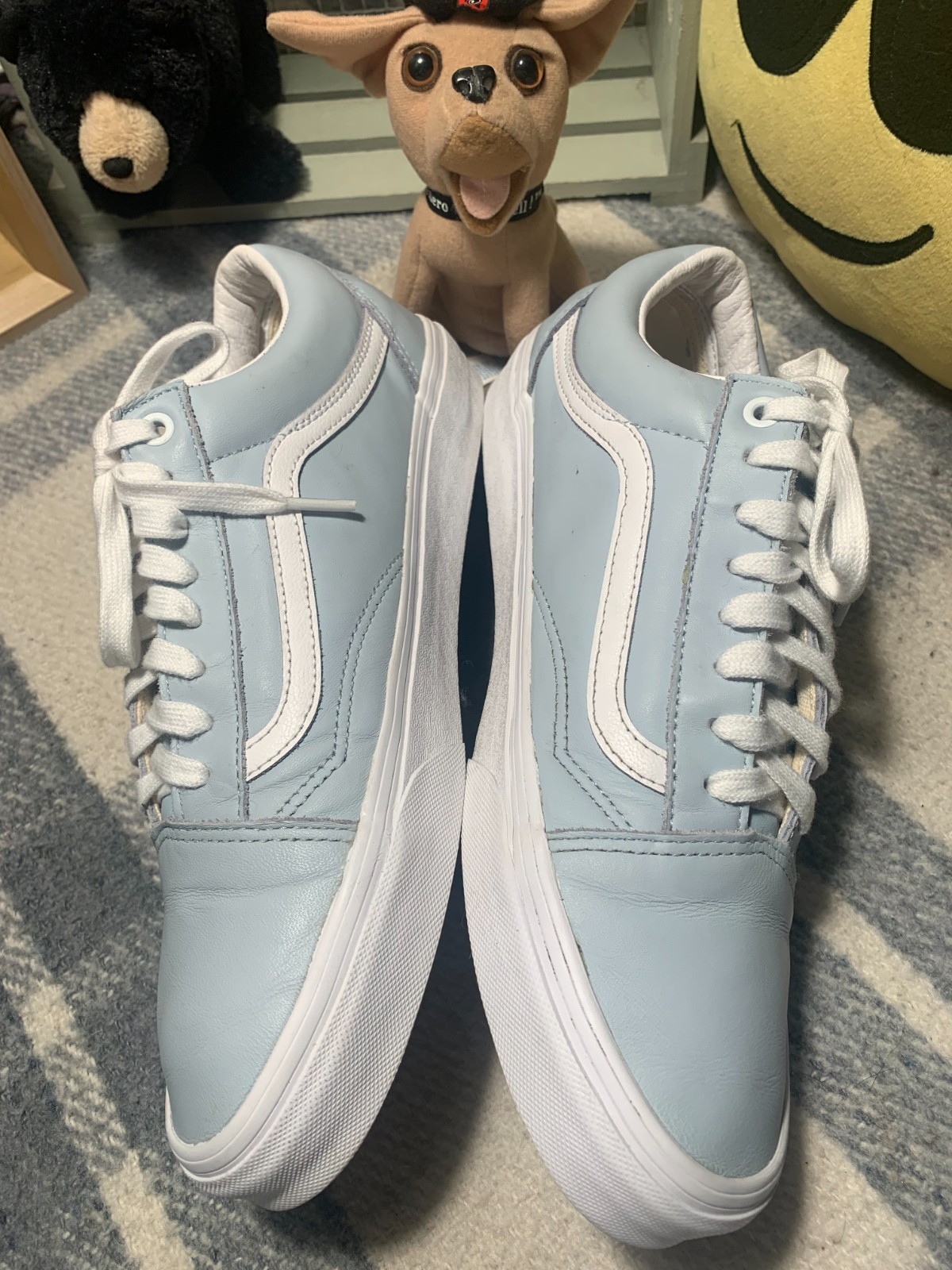 Men's Size 11.5 VANS Old Skool Shoes Soft Sky Blue w/ White Trim All Leather thumbnail 6