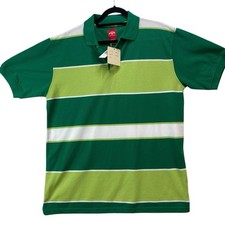 NWT Vintage PJ Mark Green White  Stripe Short Sleeve Polo Shirt  Size L Irish