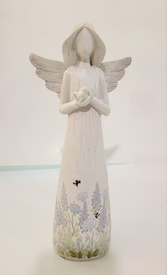 Resin Garden Angel Figurine Holding a Bird APPROXIMATELY 9 1/2  TALL 