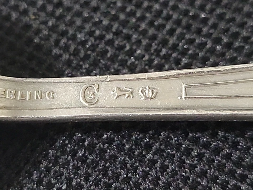 Antique Sterling Silver Souvenir Spoon BERMUDA Royal Palms, Angel Fish LILY C3 — 第 4/4 张图片