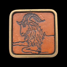 1970s Capricorn Horoscope Solid Brass Made in USA Vintage Belt Buckle