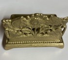 Vintage Solid Brass 2 Roll Postage Stamp Holder Sunflower Dispenser Trinket Box — photo 5