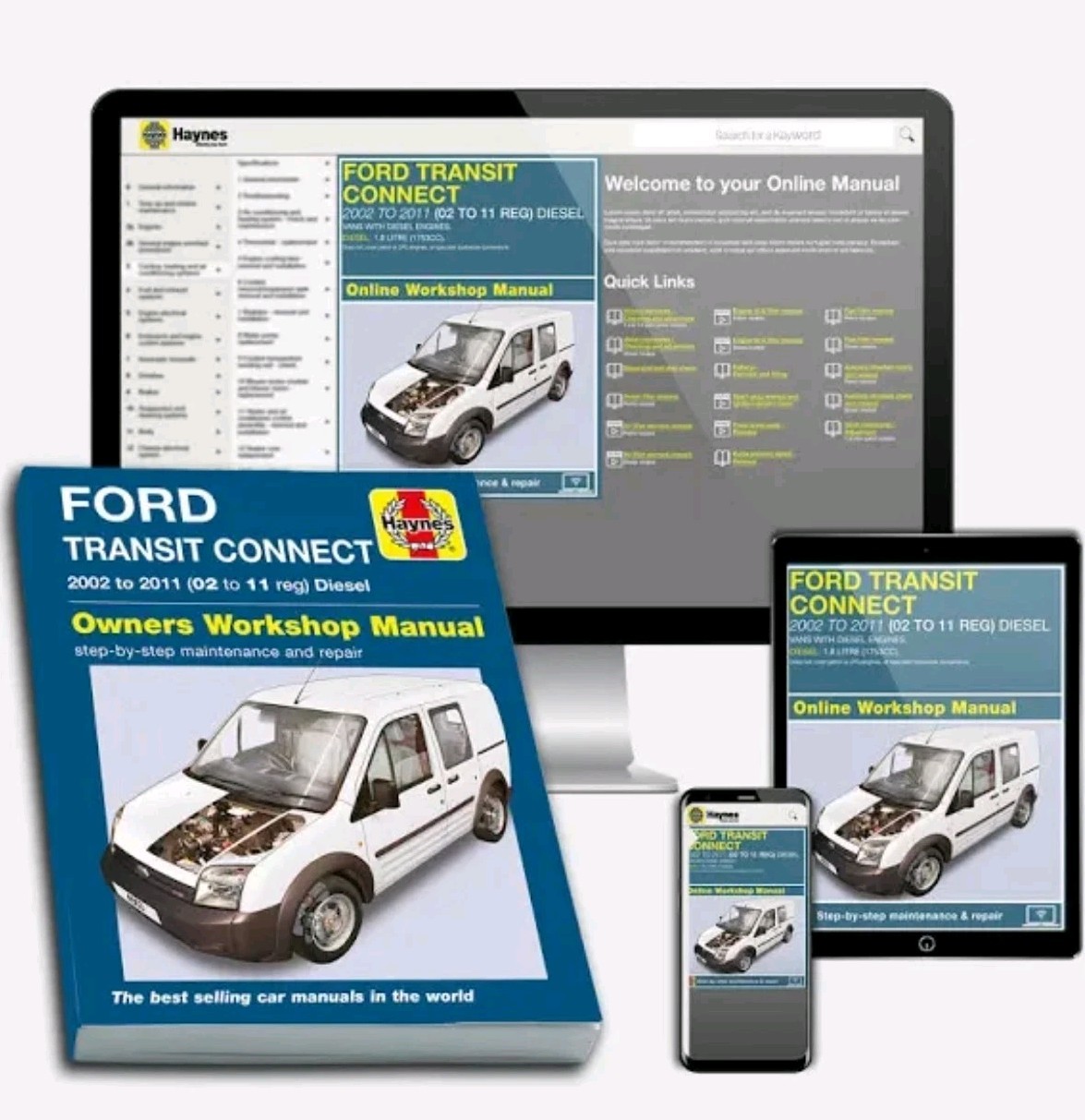 Ford Transit Connect Diesel (2002-2011) Manuale di riparazione Haynes - PC PHONE TABLET