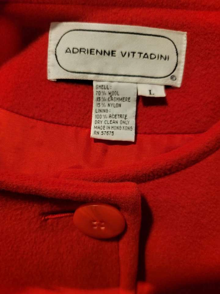 Casaco Adrienne Vittadini lã, cashmere mescla vermelho tamanho grande totalmente forrado - Imagem 4 de 4