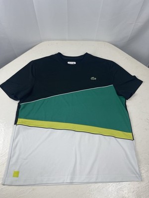 Lacoste Sport Performance T-Shirt Men s XXL Colorblock Black Green White Yellow