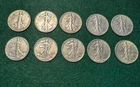 (Lot of 10) Walking Liberty 90% Silver Half Dollar Coins 1936-38, 40-46 Circ.
