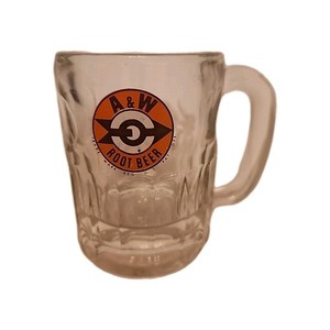 A&W Root Beer Glass Mug - Arrow Bullseye Target Mug - Heavy Vintage 1960s 4.5"