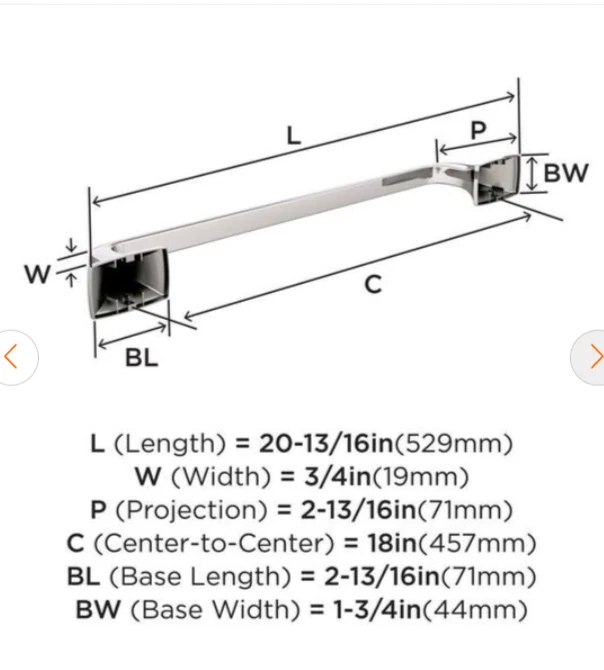 2 NUEVOS ~ Amerock BH36013PN ~ Barra de toalla Highland Ridge 18" barra de níquel pulido Foto 3 de 4
