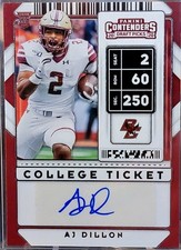 2020 Leaf Draft AJ Dillon RC Auto #148 Green Bay Packers Rookie Card