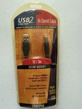 Belkin USB 2.0 F3U133-10 USB2 Hi-Speed Cable 10ft 3 meters USB A/B Plug PC/Mac