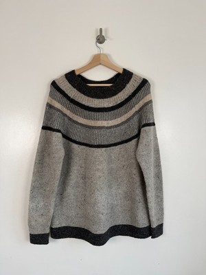 Celtic & Co Pullover Wolle Gr. Large grau Donegal Passe Fairisle rustikal Apres Ski