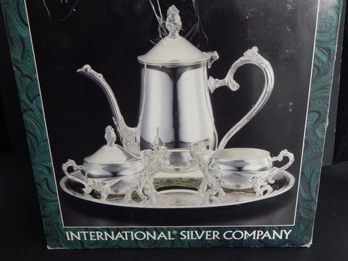 INTERNATIONAL SILVER CO. 4pc SILVER PLATED COFFEE TEA SET SERVER NEW BOXED - Picture 23 of 24