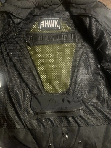 HWK Men's Black Motorcycle Jacket Zip (Pads) Ventilated Mesh Stand-Up Collar, L  image 5