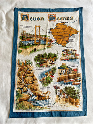 Vintage tea towel Devon Scenes - Made in Britain by Vista All Cotton Clive Mayor