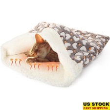 Self Heating Cat Sleeping Bag Cozy Warm Snuggle Mat Indoor Pet Shelter New
