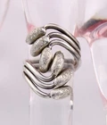 Chunky Vintage Arts & Crafts Hand Made Cattails Sterling Silver Wrap Ring sz7