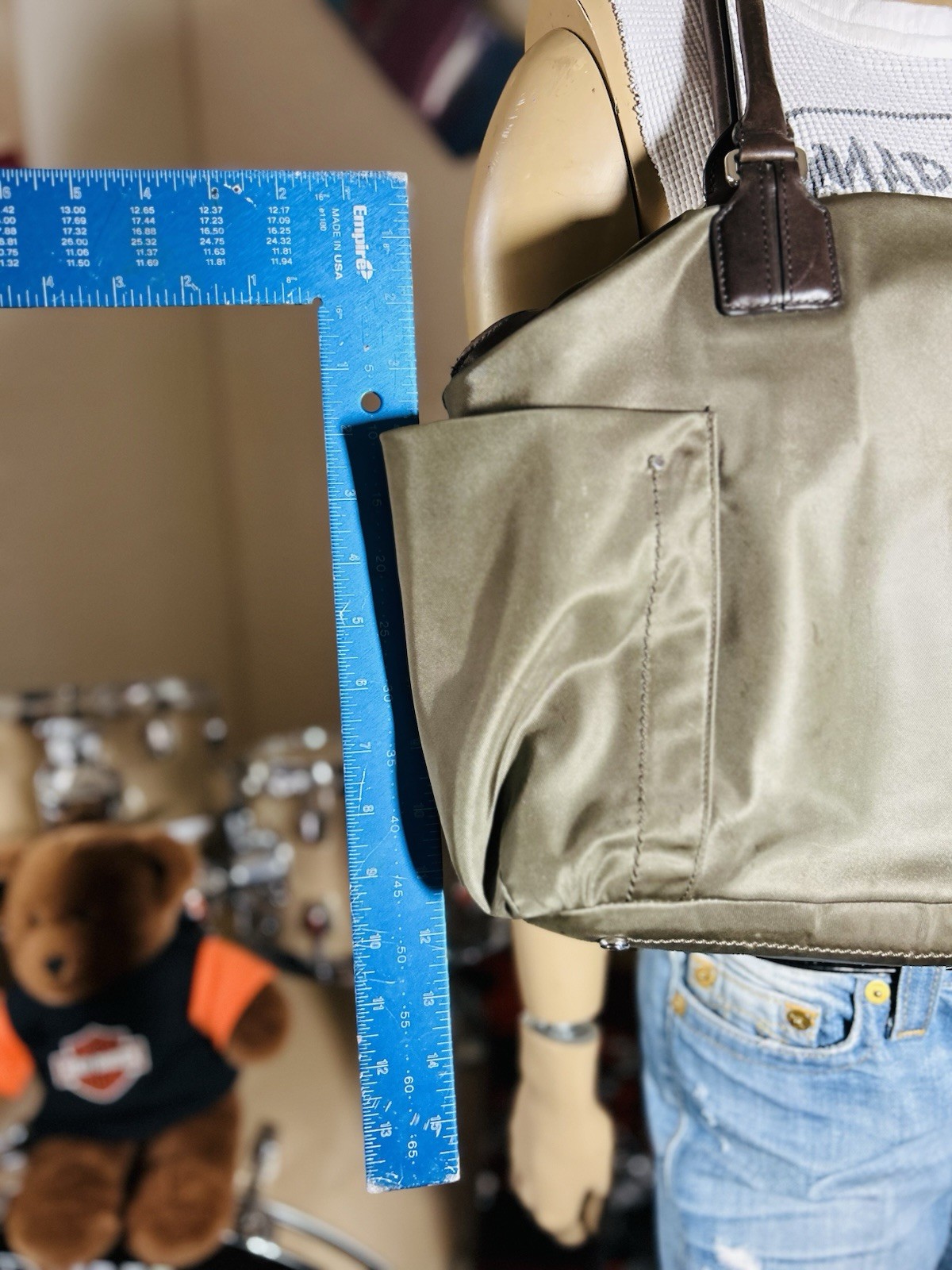 TUMI SM3 Men's Shoulder Tote Bag Nylon Sage Green Logo Plate